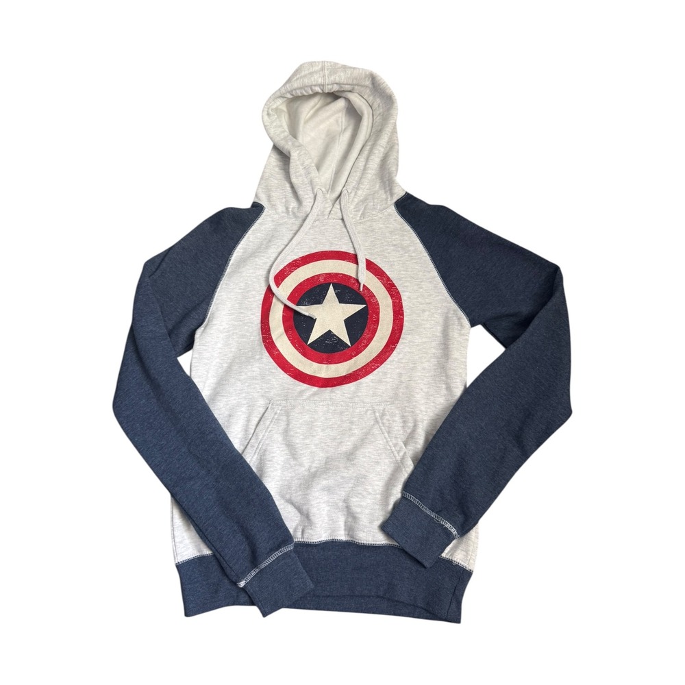 Universal Studios Marvel Captain‎ America Shield Hoodie Gray Navy Adult Small